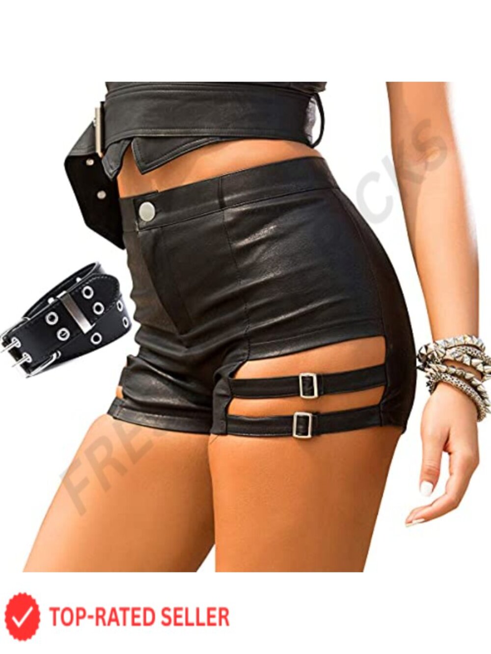 High Waist Gothic Faux Leather Asymmetric Mini Bodycon Skirt Dance
